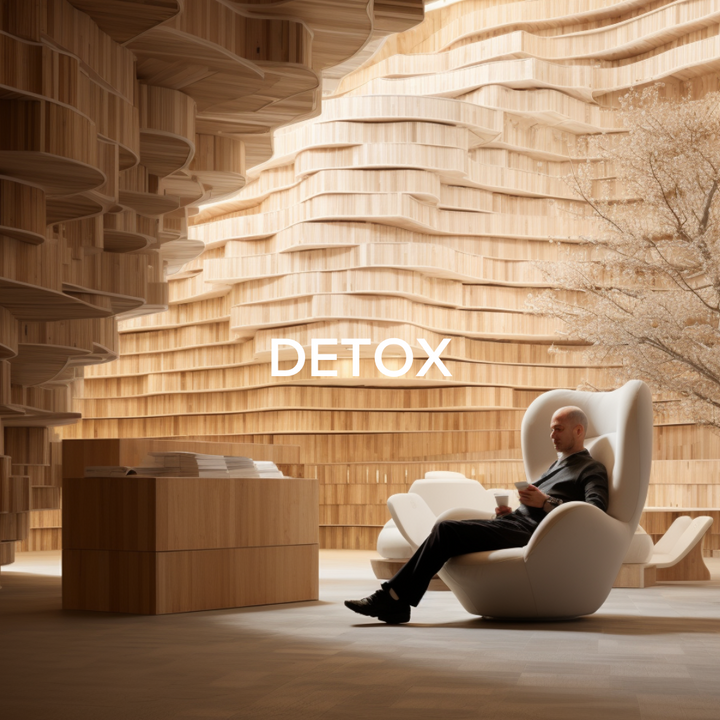u-earth store detox, man relaxing on a comfortable chair